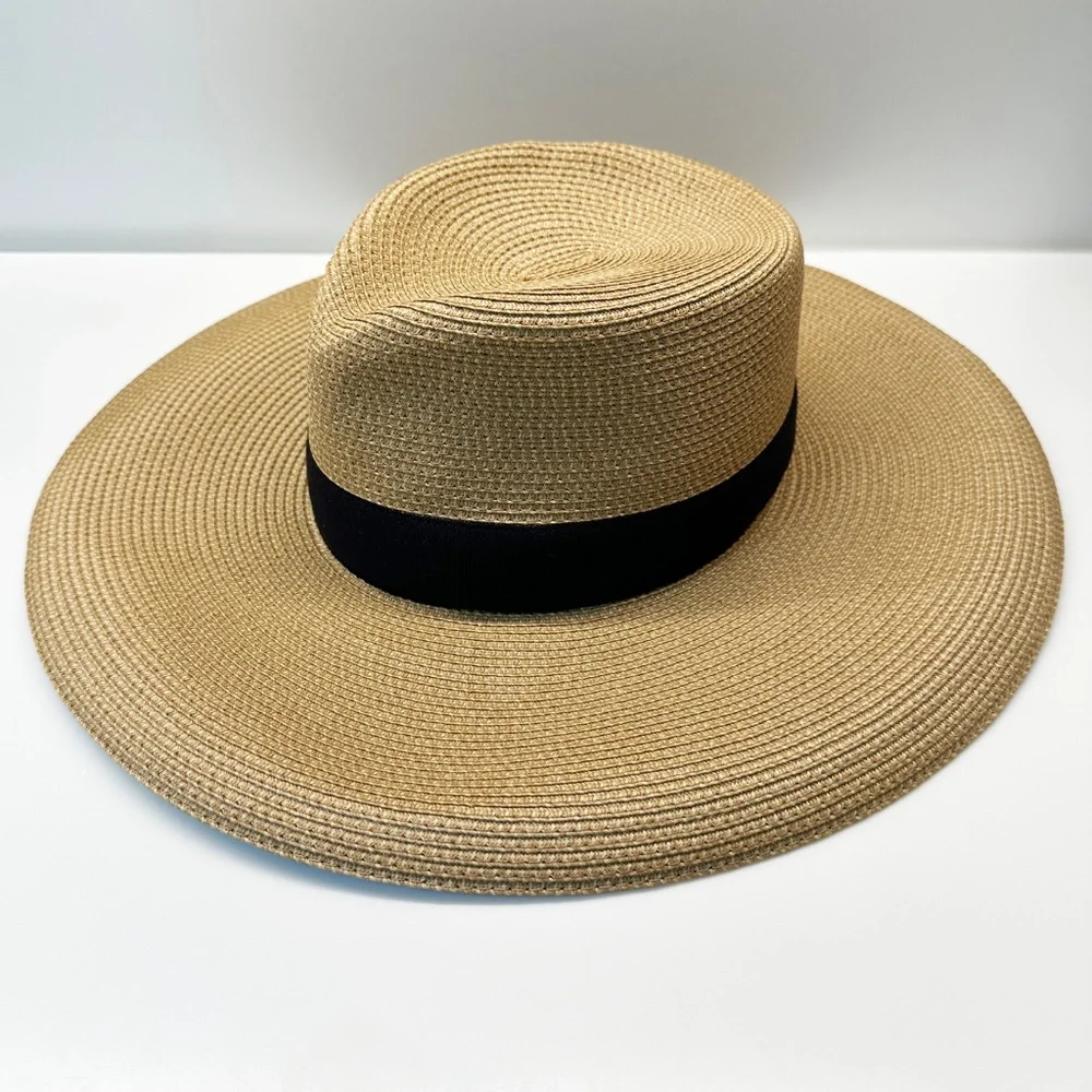 Eric Javits Wide-Brim Straw Hat with Black Band - Picture 3 of 8